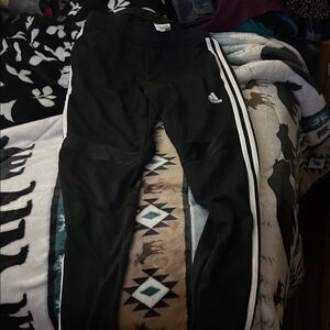 Adidas Kids Black Joggers with White Stripes